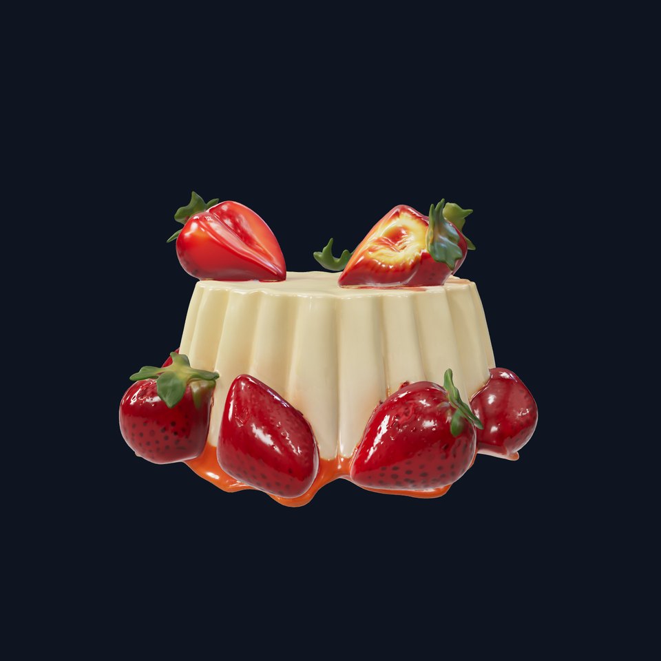 Strawberry Panna Cotta Dessert model pack